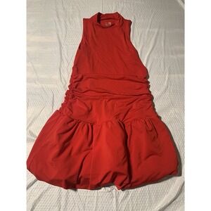 Madden NYC Women's Mock Neck Bubble Dress in red Sz M